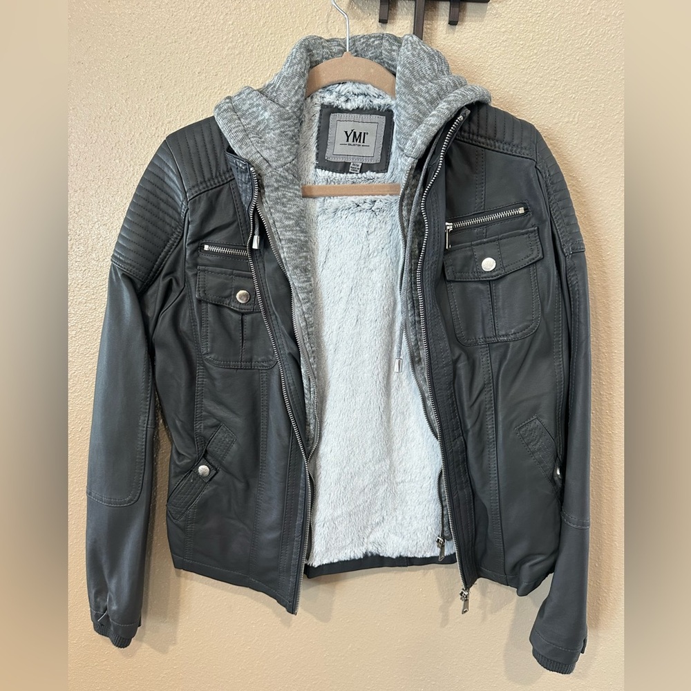 YMI Women's Dark Great Jacket with Gray Hoodie